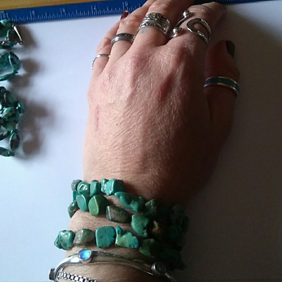 ALL NATURAL Nevada Turquoise 925 Sterl.Silver VTG - Picture 6 of 8